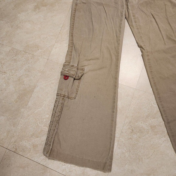 VTG Z Cavaricci Womens Size 5 Utility Cargo Pants Zip Pockets Beige Streetwear - Picture 3 of 16